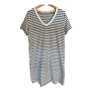 Universal Thread Navy and White Striped Swim Cover-Up Tee